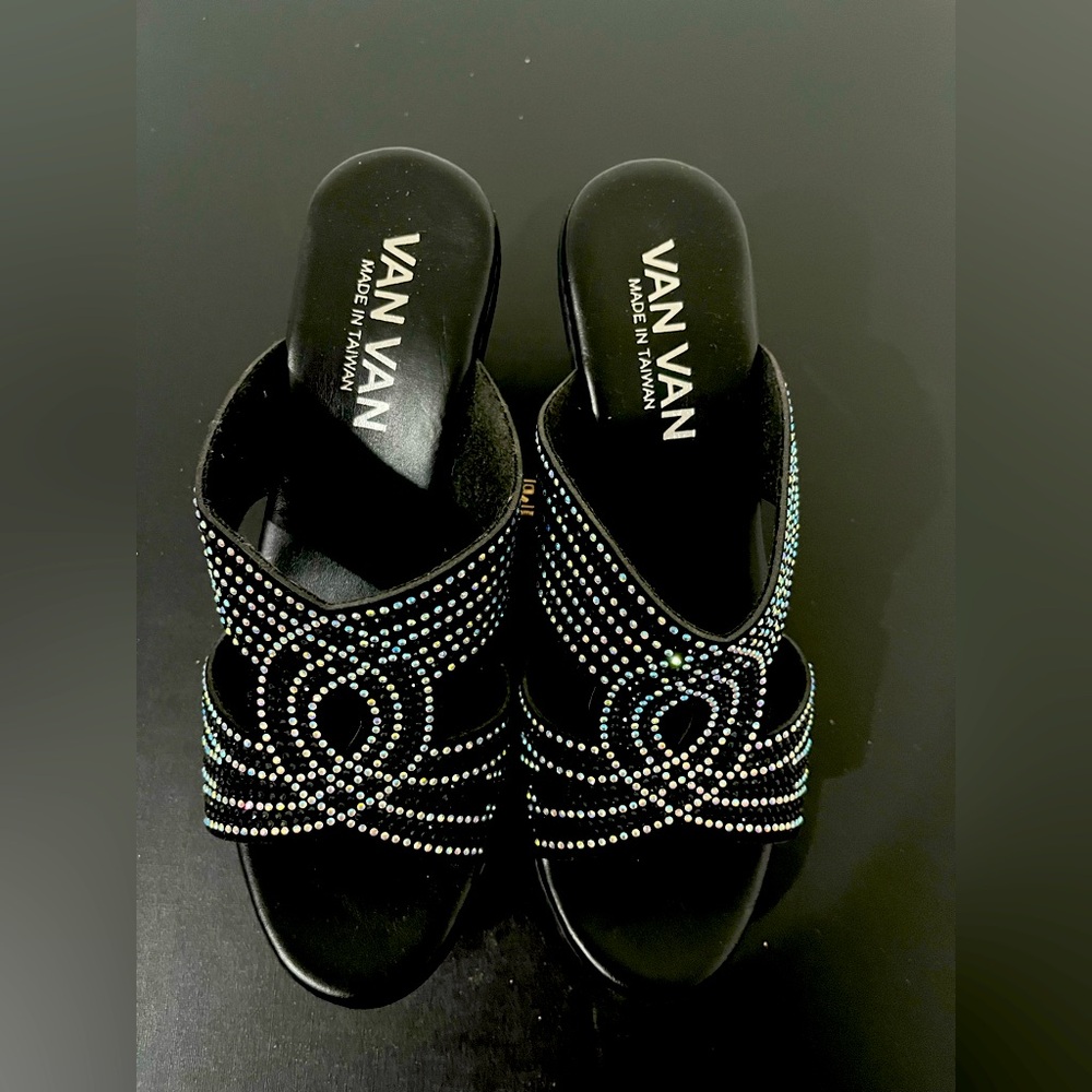 Black Rhinestone Women's Sandals 3 inches Heel